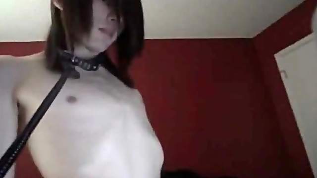 Adorable emo boy strips in sexy cam show