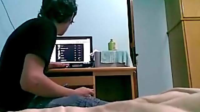 Twink watches porn and jerks off