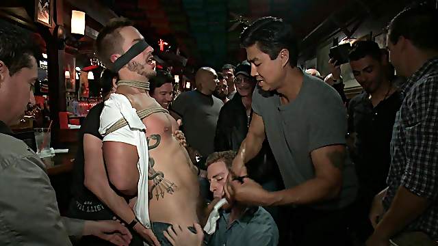 Upper floor orgy with a bunch of horny gay lads