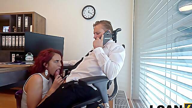 A sexy secretary is being fucked by her boss in the office.