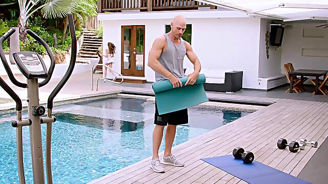 Johnny Sins fucked long-haired Rebel Lynn in doggy style.