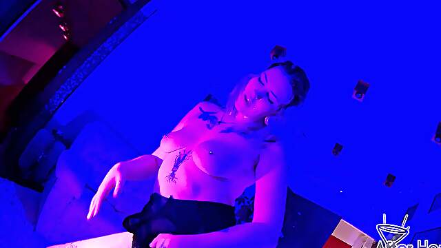 The man is shooting his cum on big natural boobs of sam