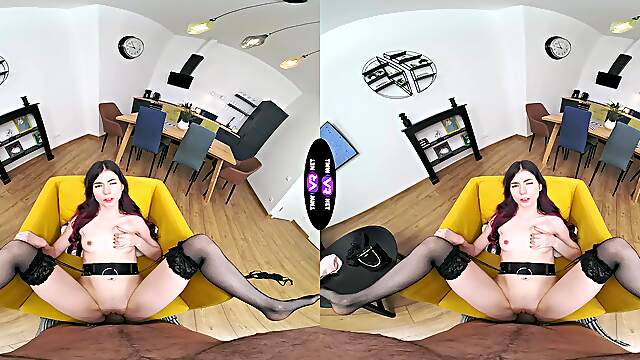 Teen Luna in sultry lingerie with stocking-clad legs