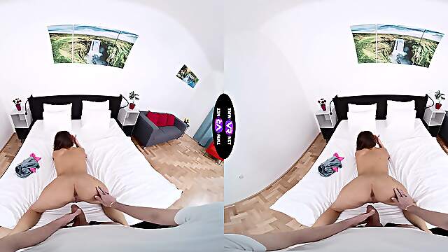 A yummy Claudia Colt has sex from behind in a virtual reality scene