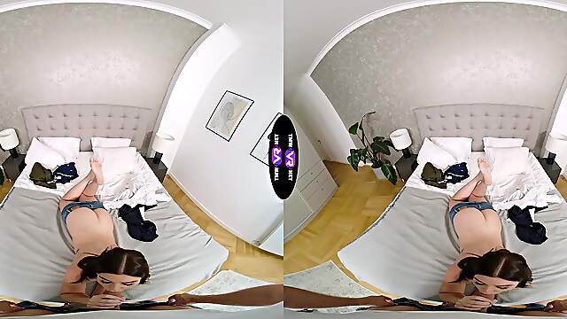 Cute teen Brill Angel rides cock in stunning vr porn