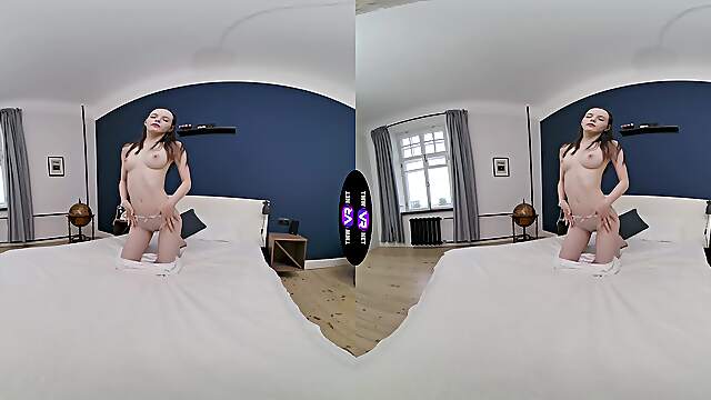 Brunette teen Dakota Doll from riga, latvia, enjoys solo masturbation with her tasty ass.