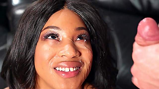 Busty ebony teen rides her man's white cock like a pro