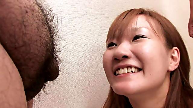 Skinny Asian redhead sucks dick and swallows like a pro