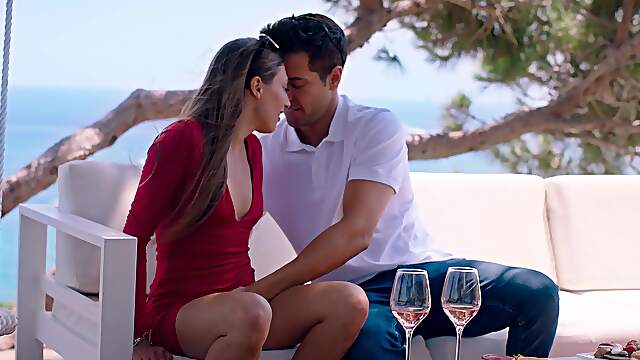 Talia's tiny tats tantalize in the sun as Alberto's big dick dominates her from all angles