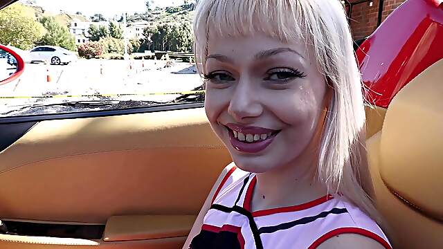 Cheerleading cutie Jessica flaunts her massive melons in a tight uniform