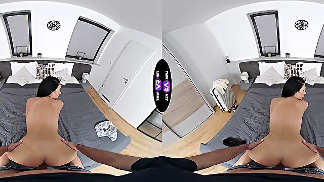 Raven-haired Alyssa devours cock in sloppy BJ before wild sex positions take over