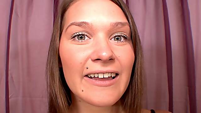 Abby's luscious locks conceal Johnny's expert blowjob skills in a steamy POV scene