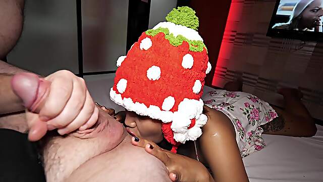 Teen Thai beauty in naughty Halloween outfit swaps blowjobs for balls and rides in reverse cowgirl