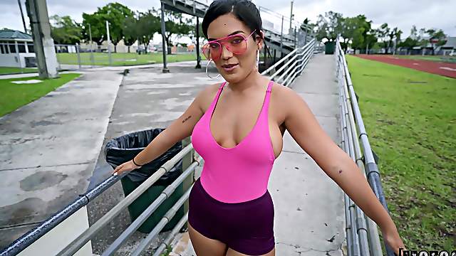 POV for the curvy ass Latina with sperm on face in the end