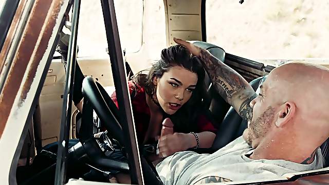 Fucked in the back of the truck and jizzed on that thick ass