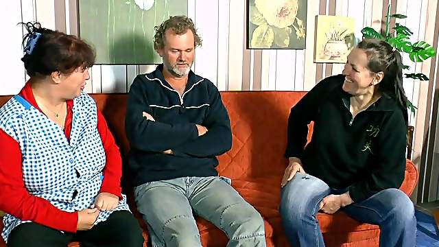 Hot matures share a dick during a very nasty home threesome