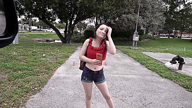 Petite girl handles older man's big piece for extra cash