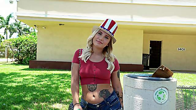 4th of July bang bus surprise for a busty blonde angel